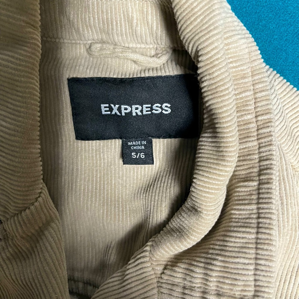 Express Beige Corduroy Belted Trench Jacket - Picture 5 of 6
